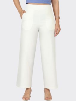 Blissclub - Off White Women's Am:Pm Cotton Wide Leg Pant