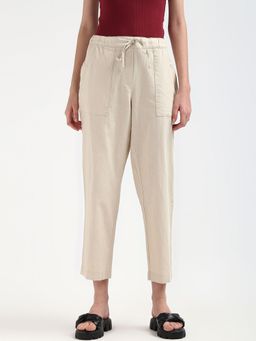 Tommy Hilfiger - Beige Regular Fit Solid Mid Rise Trouser