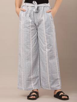 NOBARR - Women's Cotton Blue Striped Parallel Pant