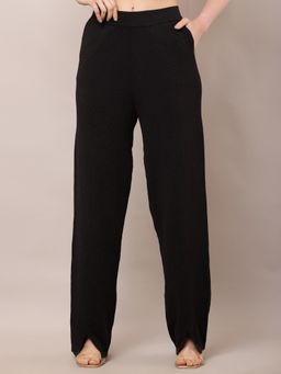 NOBARR - Women's Viscose High-Rise Summer Black Trouser