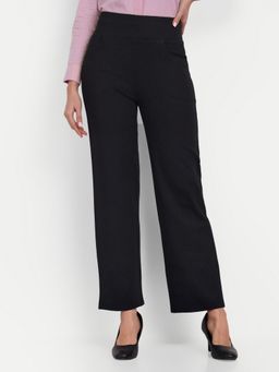 BROADSTAR - Women's High-Rise Stretchable Black Trouser
