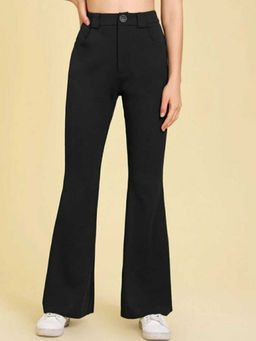 BROADSTAR - Women's High-Rise Stretchable Black Bootcut Trouser