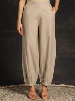 Libas - Beige Solid Regular Both Side Pocket Detail Salwar
