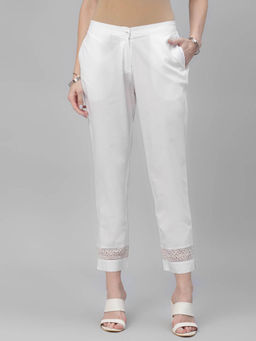 Libas - White Cotton Solid Both Side Pocket Pant