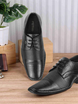 Metro - Men Black Formal Derbies Shoes
