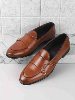 Metro - Men Tan Party Monk Straps