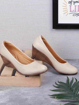 Mochi - Women Beige Casual Pumps