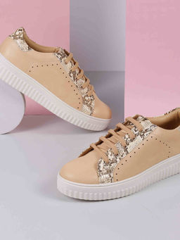 Mochi - Women Casual Tan Sneakers