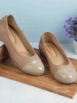Mochi - Women Casual Beige Ballerinas