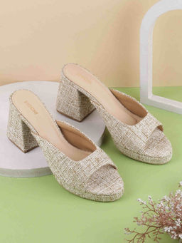 Mochi - Women Beige Casual Heels