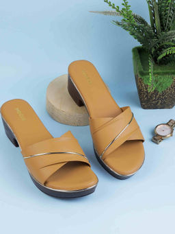 Mochi - Women Tan Casual Heels