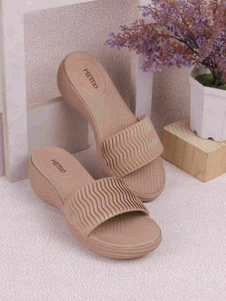 Metro - Women Beige Casual Slip-On Sandals