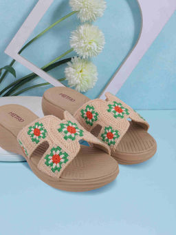 Metro - Women Beige Casual Slip-On Sandals