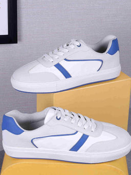 Metro - Men Casual Off White & Blue Sneakers