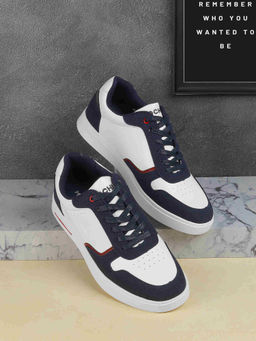 Mochi - Men Casual White & Navy Blue Sneakers