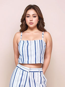 Zink London - Women Blue Stripes Crop Top