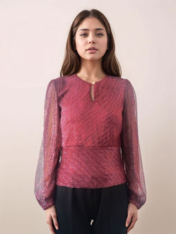 Zink London - Women Maroon Textured Top
