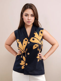 Zink London - Women Navy Blue Floral Top