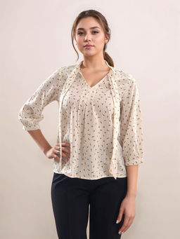 Zink London - Women Off White Printed Top