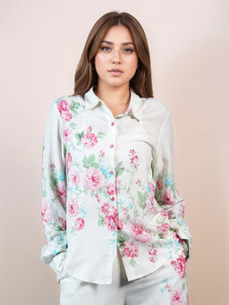 Zink London - Women Blue Floral Shirt