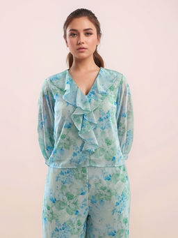 Zink London - Women Blue Floral Top