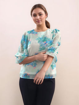 Zink London - Women Blue Floral Top