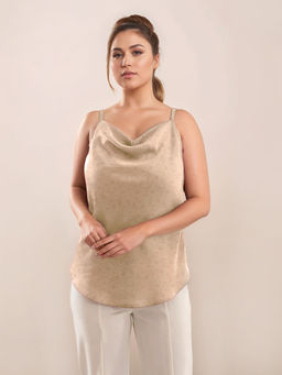 Zink London - Women Beige Self Design Top