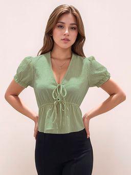 Zink London - Women Green Textured Top