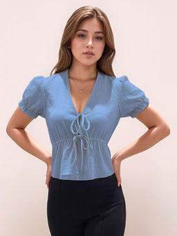 Zink London - Women Blue Textured Top