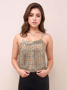 Zink London - Women Brown Floral Crop Top