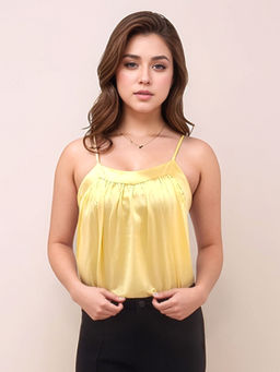Zink London - Women Yellow Solid Crop Top