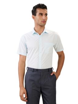 Park Avenue - Regular Fit Light Blue Polyester Viscose Blend Semi Cut Away Collar Shirt