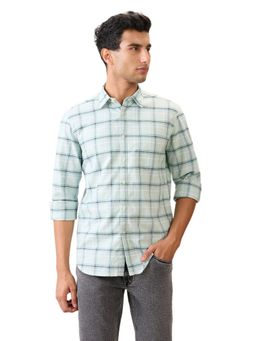 Parx - Slim Fit Medium Green Pure Cotton Semi Cut Away Collar Shirt