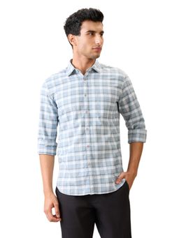 Parx - Slim Fit Medium Grey Cotton Blend Semi Cut Away Collar Shirt