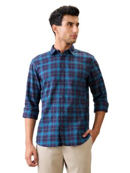 Parx - Slim Fit Dark Blue Pure Cotton Semi Cut Away Collar Shirt