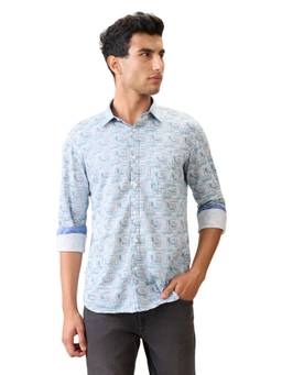 Parx - Slim Fit Dark Blue Pure Cotton Semi Cut Away Collar Shirt