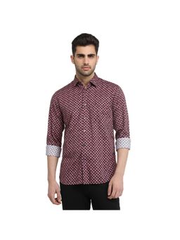 Parx - Slim Fit Dark Red Pure Cotton Button Down Shirt