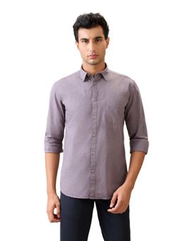 Parx - Slim Fit Purple Pure Cotton Semi Cut Away Collar Shirt