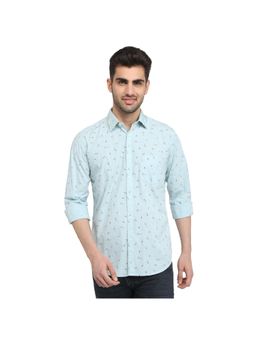 Parx - Slim Fit Medium Blue Pure Cotton Semi Cut Away Collar Shirt