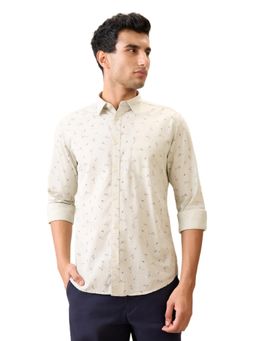 Parx - Slim Fit Medium Cream Pure Cotton Semi Cut Away Collar Shirt