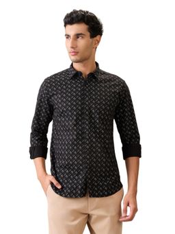 Parx - Slim Fit Black Pure Cotton Semi Cut Away Collar Shirt