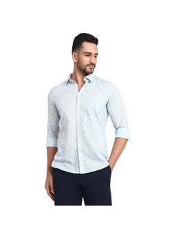 Parx - Slim Fit Medium Blue Pure Cotton Semi Cut Away Collar Shirt