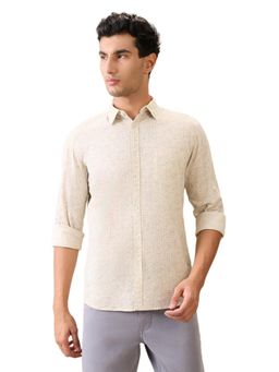 Parx - Slim Fit Medium Beige Pure Cotton Semi Cut Away Collar Shirt