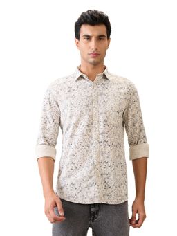 Parx - Slim Fit Medium Fawn Pure Cotton Semi Cut Away Collar Shirt