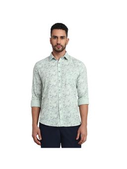 Parx - Slim Fit Medium Green Pure Cotton Semi Cut Away Collar Shirt