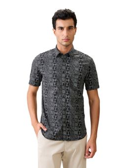 Parx - Slim Fit Black Pure Cotton Semi Cut Away Collar Shirt
