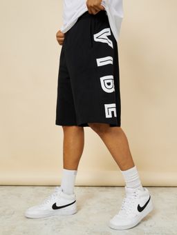 Styli - Men'S Typography Drawstring Waist Oversized Knee-Length Shorts