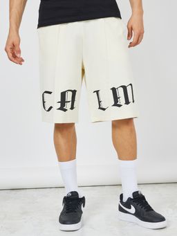 Styli - Men'S Typography Drawstring Waist Oversized Knee-Length Shorts