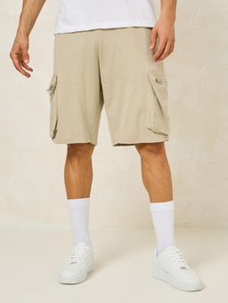 Styli - Men'S Solid Drawstring Waist Oversized Knee-Length Shorts