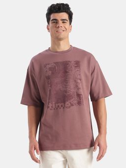 Jockey - Mz01 Men Super Combed Cotton Rich Printed Oversized T-Shirt-Mauve